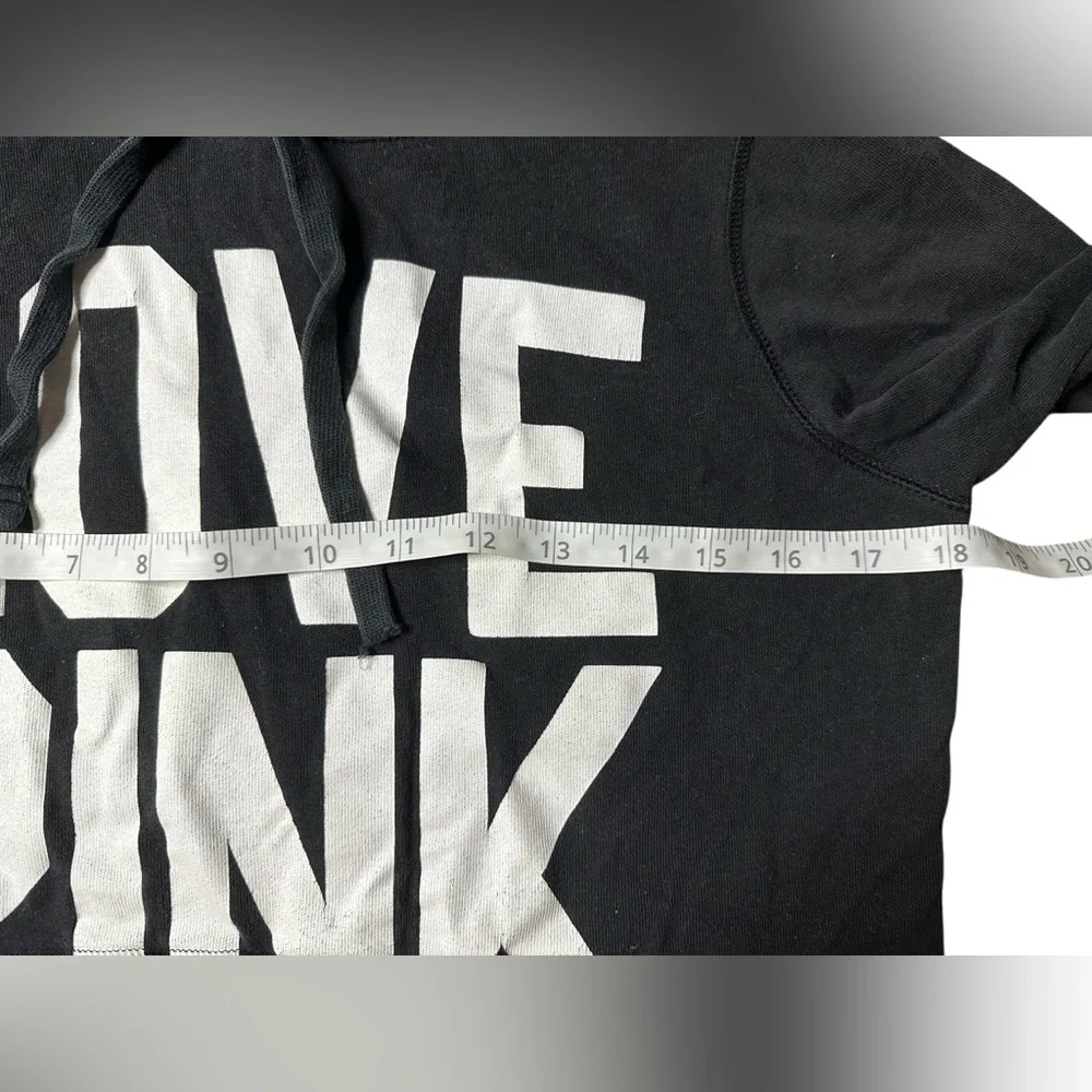 Victoria’s Secret PINK Love Pink Black Hoodie Sweatshirt Women’s Medium - Picture 5 of 5